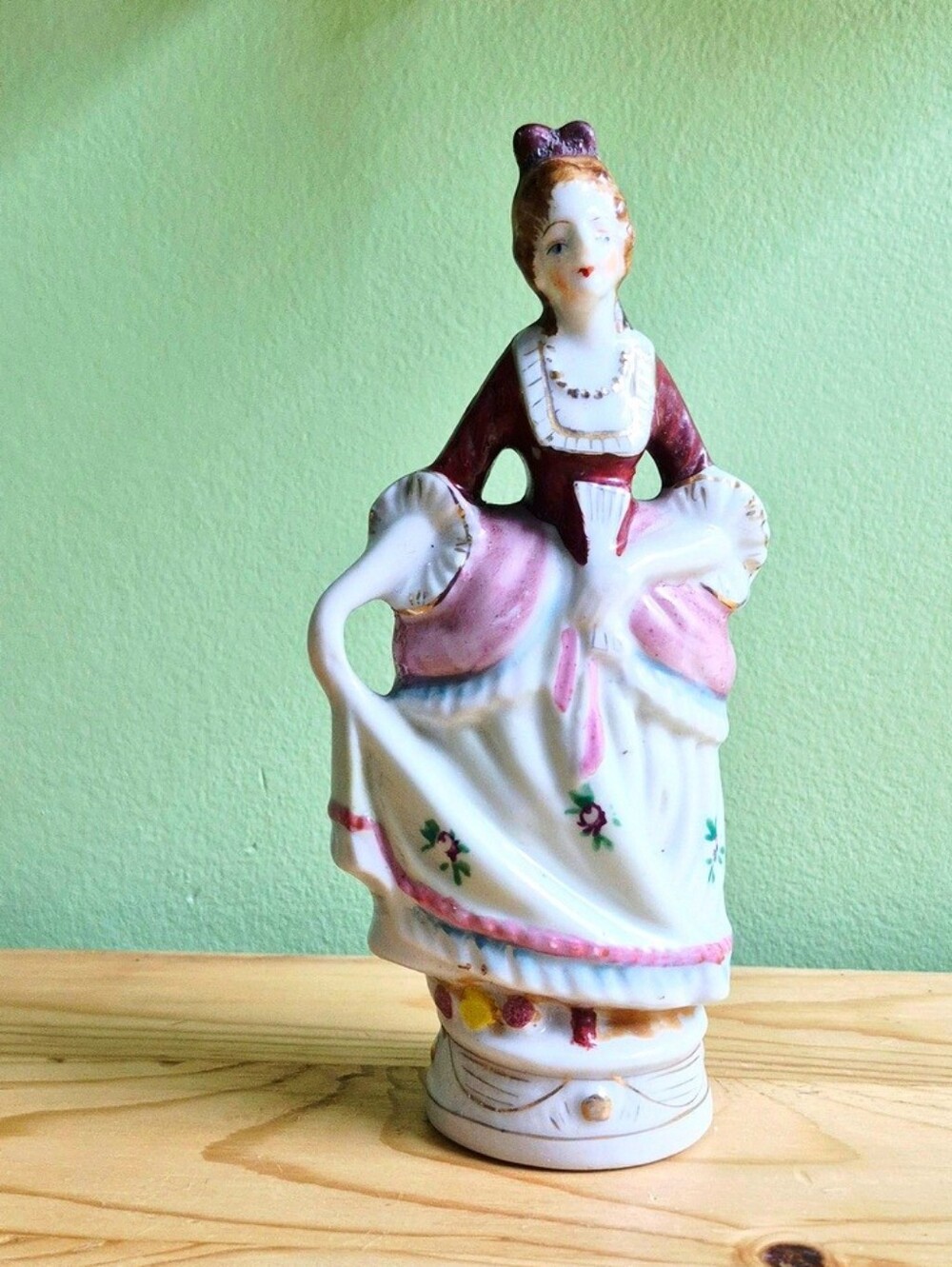 Vintage Hand-Painted Porcelain Victorian Lady Figurine - Made in Japan